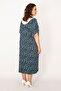 Women's Large Size Navy Blue Lace Collar Comfortable Cut Long Viscose Dress 65n33206 - 4