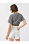 Crop Blouse V Neck Window Detailed Patterned Crop Blouse V Neck Cut Out Detail Patterned - 4