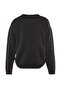 Anthracite Crew Neck Oversize Fit Knitwear Sweater Tmnaw22Kz0146 - 7