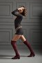 Stretch Above Knee Stretch Burgundy Suede 5 cm Women's Boots, Heeled Boots