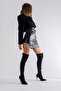 Mindy Above Knee Stretch Black Suede 10 cm Women's Boots, Heeled Boots - 3