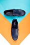 Attic Genuine Leather Men's Casual Shoes, Rok Loafer Shoes Navy Blue - 6