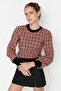 Dusty Rose Glitter Tweed Look Knitwear Sweater Twoaw21Kz0032 - 3