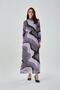 High Collar Printed Lilac Long Dress
