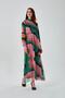 High Collar Printed Green Long Dress - 2