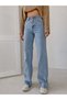 Adeel Lycra Women's Blue Super High Waist Wide Leg Denim Jeans - 2