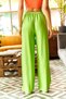 Women's Pistachio Green Belted Woven Viscon Palazzo Trousers PNT-19000169 - 6