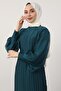 Pleated Janjan Evening Dress Emerald - 5