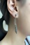 Hanging Eagle Feather Chain 316l Steel Ball Earrings Unisex Earrings for Perforated Ears - 2