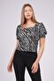 Square Collar Patterned Blouse - 2