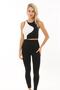 Black and White Garnished Sleeveless Blouse - 2