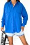 Women's Cobalt Blue Thin Summer 100% Cotton Shirt with Window on the Back - 4