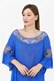 Women's Bohemian Lace Detail Embroidered Blue Italian Cotton Lace Dress