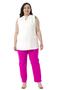 Plus Size Fuchsia Trousers with Elastic Waist and Side Zipper and Slits on the Leg - 2