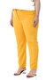 Plus Size Mustard Trousers with Elastic Waist and Side Zipper and Slits on the Leg - 5