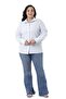 Plus Size Blue Striped Women's Shirt with Folded Sleeves and Wide Cuffs - 2