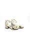 500 Girl's Gold Color Mirrored Banded Heeled Shoes - 6