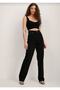 Elena X 90's Black Casual Palazzo Wideleg Jean Power Lycra Women's High Waist - 5