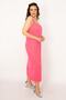 Women's Large Size Pink Elastic Waist Strap Viscose Dress 65n33359 - 4