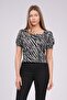 Square Collar Patterned Blouse - 3