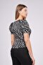 Square Collar Patterned Blouse - 4