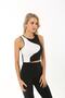 Black and White Garnished Sleeveless Blouse - 4