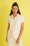 Women's Melange Yellow Bat Sleeve Viscose Shirt