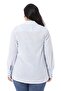 Plus Size Blue Striped Women's Shirt with Folded Sleeves and Wide Cuffs - 3