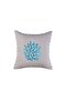 Star Case Piping Coral (Beige Background / Blue Embroidery / 45x45 Cm)