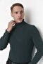 Emerald Green Slim Fit Cotton Turtleneck Ribbed Knit Sweater Tmnaw20Mg0031 - 4