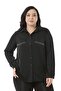 Large Size Pockets Black Shirt with Chain Detail and Side Slits