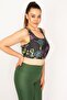 Women's Large Size Purple Back Detailed Crop Bistuary 65n33326