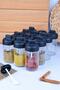 12 Pieces Lid with Spoon and Lock Glass Spice Rack 30 Pieces Water Resistant Label Set-300ml