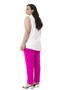 Plus Size Fuchsia Trousers with Elastic Waist and Side Zipper and Slits on the Leg - 4