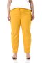 Plus Size Mustard Trousers with Elastic Waist and Side Zipper and Slits on the Leg