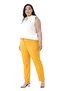 Plus Size Mustard Trousers with Elastic Waist and Side Zipper and Slits on the Leg - 4