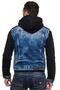 Cj154 Men's Blue Denim Jacket with Combed Cotton Hooded Sleeves - 3