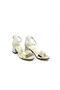 500 Girl's Gold Color Mirrored Banded Heeled Shoes - 5