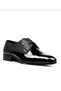 7027 Men's Black Patent Leather Print Detailed Lace Up Classic Groom Shoes - 2