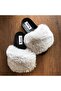 Women's Gray Soft Loose Furry Single Strap Summer Slippers - 2