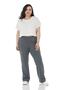 Large Size Elastic Waist Tube Leg Diver Dark Gray Trousers - 2