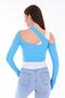 Double Asymmetrical Style Ribbed Knitted Crop Top Set - 3