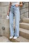 Lycra Women's Ice Blue Super High Waist Wide Leg Jeans Palazzo Trousers - 3