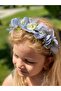Large Artificial Silk Buded Floral Women's Crown Satin Crown Engagement Henna Silver Gray