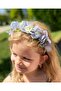 Large Artificial Silk Buded Floral Women's Crown Satin Crown Engagement Henna Silver Gray - 2
