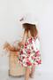 Girl's Red Dress with Bow and Hat on the Back - Marian - 4