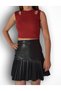 Pleated Faux Leather Mini Skirt