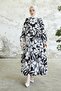 431 Flower Pattern Hijab Dress Black