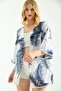 Women's Palm Guipure Detailed Viscose Kimono - 3