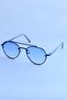 Mary Metal Blue Drop Type Frame Gradient Glass Unisex Uv400 Sunglasses - 3